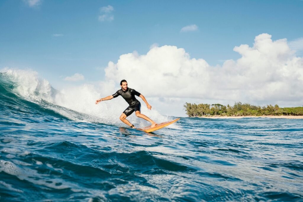 surfing at kelan beach